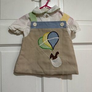 Vintage Girls 3 Month Jumped Outfit Balloons Rabbit 1980s Baby Infant